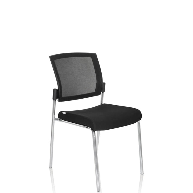 Sedia a quattro gambe K9 V nera con schienale in rete e struttura metallica lucida di hjh OFFICE