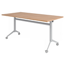 Tavolo della conferenza KALA 16 con piano color noce e struttura argento su ruote di hjh OFFICE PRO