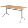 Tavolo della conferenza mobile KALA 16 con piano in rovere rustico marrone chiaro e struttura argento di hjh OFFICE PRO