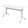 Tavolo della conferenza mobile KALA 16 con piano bianco e struttura argento su ruote di hjh OFFICE PRO