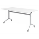 Tavolo della conferenza mobile KALA 16 con piano bianco e struttura argento su ruote di hjh OFFICE PRO