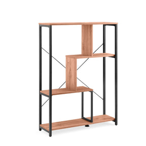 Scaffale Kalag Eco con montanti in metallo nero e ripiani effetto rovere di hjh LIVING
