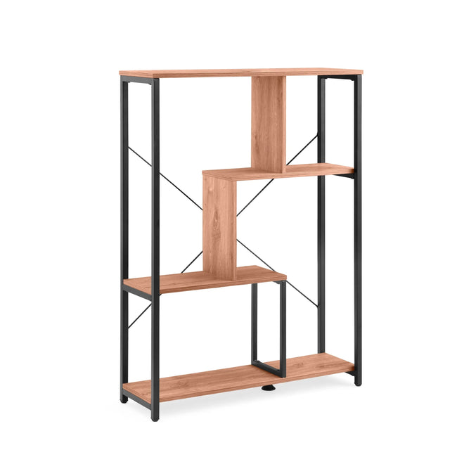 Scaffale Kalag Eco con montanti in metallo nero e ripiani effetto rovere di hjh LIVING
