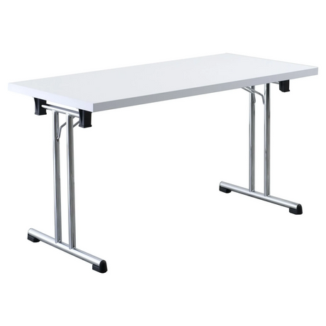 Sistema tavolo da conferenza KALOS 14 con piano bianco e gambe in metallo lucido di hjh OFFICE PRO