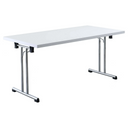Tavolo della conferenza bianco KALOS 16 con gambe in metallo lucide e struttura a T di hjh OFFICE PRO