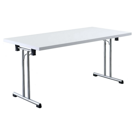 Tavolo della conferenza bianco KALOS 16 con gambe in metallo lucide e struttura a T di hjh OFFICE PRO