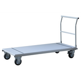 Carrello da trasporto argentato KALOS W16 con piano di carico piatto e maniglia a spinta di hjh OFFICE PRO