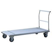 Carrello da trasporto argentato KALOS W16 con piano di carico piatto e maniglia a spinta di hjh OFFICE PRO