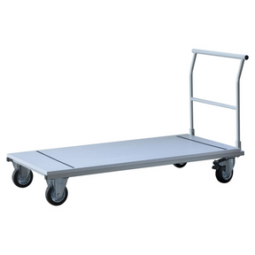 Carrello da trasporto argentato KALOS W16 con piano di carico piatto e maniglia a spinta di hjh OFFICE PRO