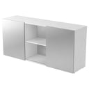 Mobile buffet bianco e argento KAPA 1780 con due ante scorrevoli e un ripiano aperto di hjh OFFICE PRO