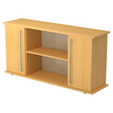 Credenza KAPA SB effetto faggio con due ante, maniglie cromate e un ripiano aperto di hjh OFFICE PRO