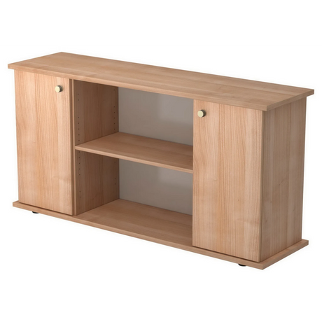 Madia KAPA SB in legno di noce chiaro con due ante, pomelli e un ripiano aperto di hjh OFFICE PRO