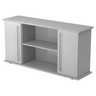 Credenza grigia KAPA SB con due ante, maniglie cromate e vano aperto di hjh OFFICE PRO