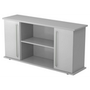 Credenza grigia KAPA SB con due ante, maniglie cromate e vano aperto di hjh OFFICE PRO