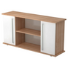 Credenza KAPA SB in aspetto noce e bianco con due ante, vani a giorno e maniglie cromate di hjh OFFICE PRO