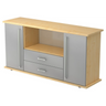 Credenza KAPA SB in acero e argento con due ante, due cassetti e maniglie cromate di hjh OFFICE PRO