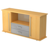 Credenza KAPA SB effetto faggio con due ante, due cassetti grigi e maniglie cromate di hjh OFFICE PRO