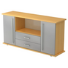 Credenza KAPA SB in faggio e argento con due ante, due cassetti e maniglie cromate di hjh OFFICE PRO