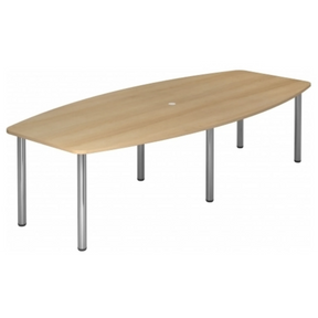 Tavolo da conferenza KARAT 28 C in effetto rovere con piano ovale e quattro gambe cromate di hjh OFFICE PRO