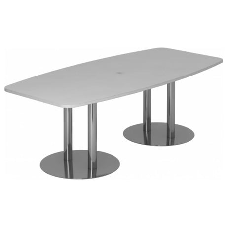 Tavolo da conferenza KARAT S 22 C con piano grigio e piedi a colonna cromati di hjh OFFICE PRO