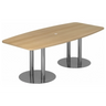 Tavolo da conferenza KARAT S 22 C con piano ovale in legno di rovere e due basi a colonna cromate di hjh OFFICE PRO