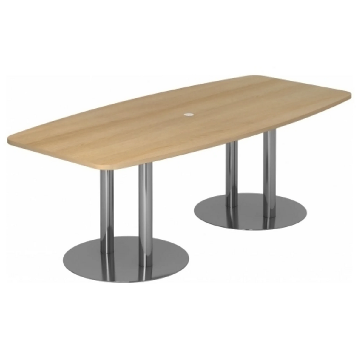 Tavolo da conferenza KARAT S 22 C con piano ovale in legno di rovere e due basi a colonna cromate di hjh OFFICE PRO
