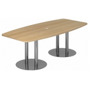 Tavolo da conferenza KARAT S 22 C con piano ovale in legno di rovere e due basi a colonna cromate di hjh OFFICE PRO