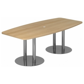 Tavolo da conferenza KARAT S 22 C con piano ovale in legno di rovere e due basi a colonna cromate di hjh OFFICE PRO
