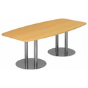 Tavolo da conferenza KARAT S 22 C con piano color faggio e due piedi a colonna cromati di hjh OFFICE PRO