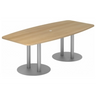 Tavolo da conferenza KARAT S 22 S con piano color rovere e gambe a colonna argentate di hjh OFFICE PRO