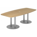 Tavolo da conferenza KARAT S 22 S con piano color rovere e gambe a colonna argentate di hjh OFFICE PRO