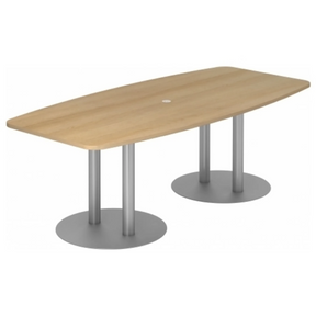 Tavolo da conferenza KARAT S 22 S con piano color rovere e gambe a colonna argentate di hjh OFFICE PRO