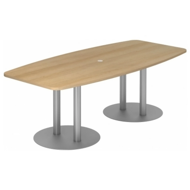 Tavolo da conferenza KARAT S 22 S con piano color rovere e gambe a colonna argentate di hjh OFFICE PRO