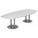 Tavolo da conferenza ovale KARAT S 28 C con piano bianco e due piedi a colonna cromati di hjh OFFICE PRO