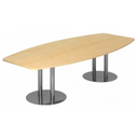 Tavolo da conferenza KARAT S 28 C con piano in legno d'acero chiaro e due piedi a colonna cromati di hjh OFFICE PRO