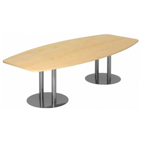 Tavolo da conferenza KARAT S 28 C con piano in legno d'acero chiaro e due piedi a colonna cromati di hjh OFFICE PRO