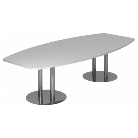 Tavolo da conferenza grigio KARAT S 28 C con piano ovale e due gambe a colonna cromate di hjh OFFICE PRO