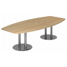 Tavolo da conferenza ovale KARAT S 28 C in effetto rovere con due piedi a colonna cromati di hjh OFFICE PRO