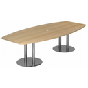 Tavolo da conferenza ovale KARAT S 28 C in effetto rovere con due piedi a colonna cromati di hjh OFFICE PRO