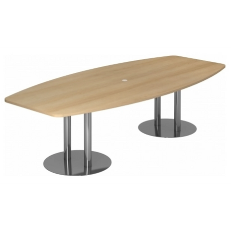 Tavolo da conferenza ovale KARAT S 28 C in effetto rovere con due piedi a colonna cromati di hjh OFFICE PRO