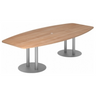 Tavolo da conferenza KARAT S 28 S con piano in legno di noce e due basi a colonna argentate di hjh OFFICE PRO
