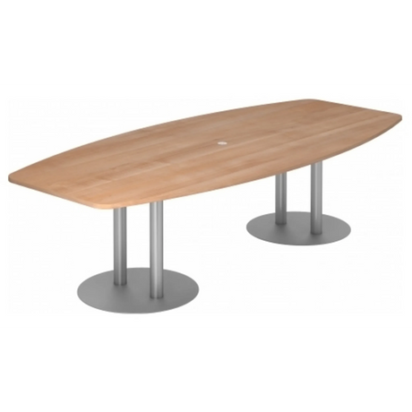 Tavolo da conferenza KARAT S 28 S con piano in legno di noce e due basi a colonna argentate di hjh OFFICE PRO