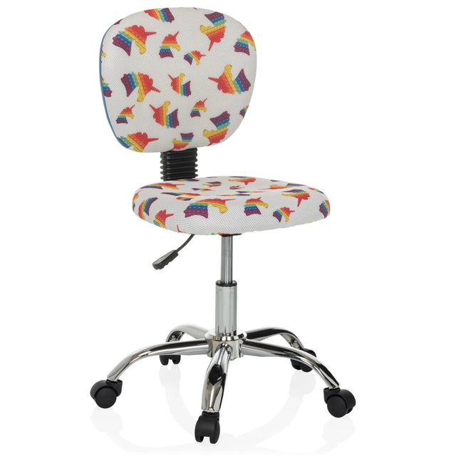 Sedia girevole per bambini KID BUBBLE con motivo arcobaleno colorato e base in metallo lucido di hjh OFFICE