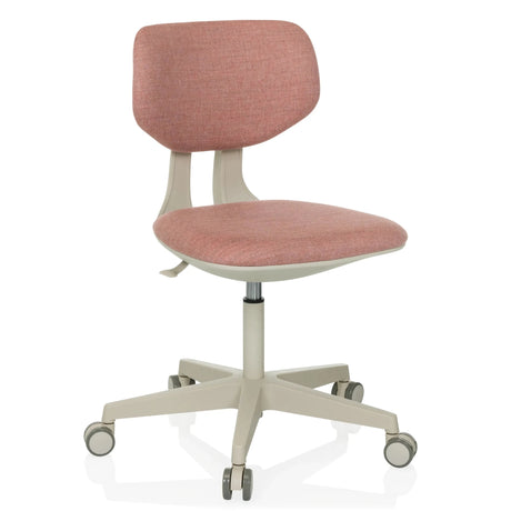 Sedia girevole per bambini KID CLASSIC rosa con struttura beige e cinque rotelle di hjh OFFICE