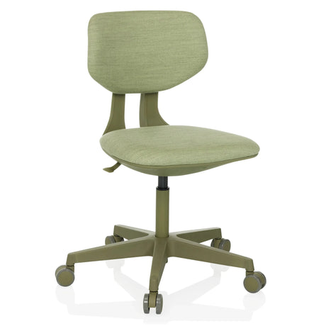 Sedia girevole per bambini KID COLORE verde con rivestimento in tessuto e cinque rotelle di hjh OFFICE