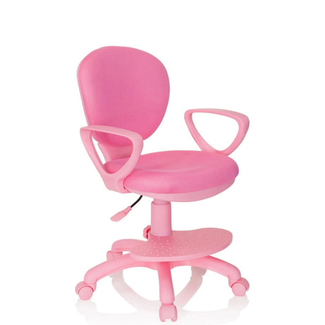 Sedia girevole per bambini KID COLOUR rosa con braccioli e base a rotelle di hjh OFFICE