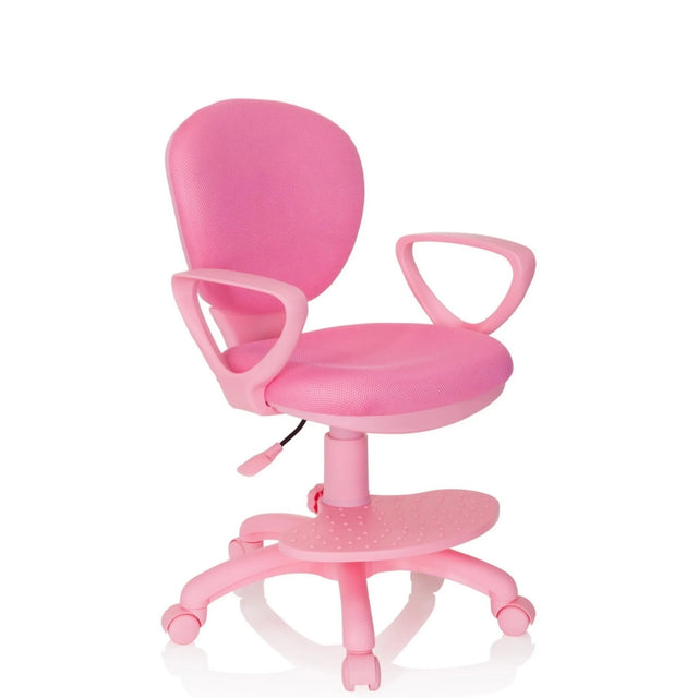 Sedia girevole per bambini KID COLOUR rosa con braccioli e base a rotelle di hjh OFFICE