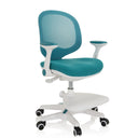 Sedia per bambini KID ERGO blu con schienale in rete, braccioli bianchi e poggiapiedi di hjh OFFICE