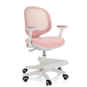 Sedia per bambini rosa KID ERGO con struttura bianca e rotelle di hjh OFFICE