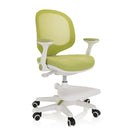 Sedia per bambini KID ERGO verde con struttura bianca, braccioli e poggiapiedi di hjh OFFICE